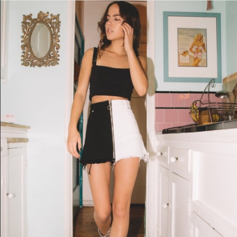 Revice Denim Yin Yang Skirt / B&W